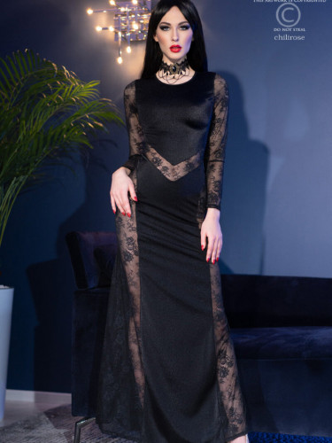 Эротическое длинное платье и стринги 4408