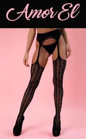 Чулки с поясом в сетку